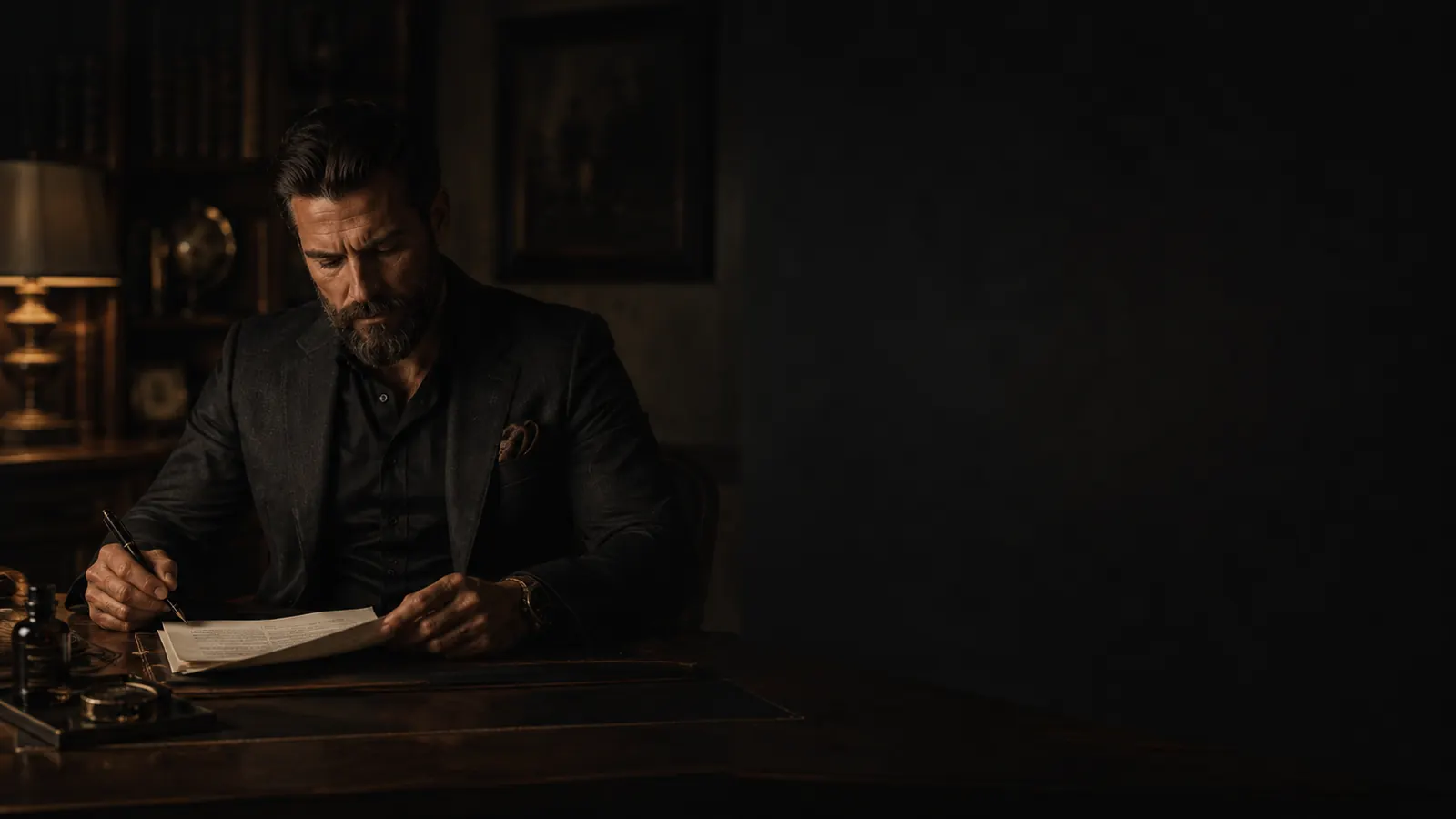 Gentleman granskar dokument för Zavall Black Labels integritetspolicy