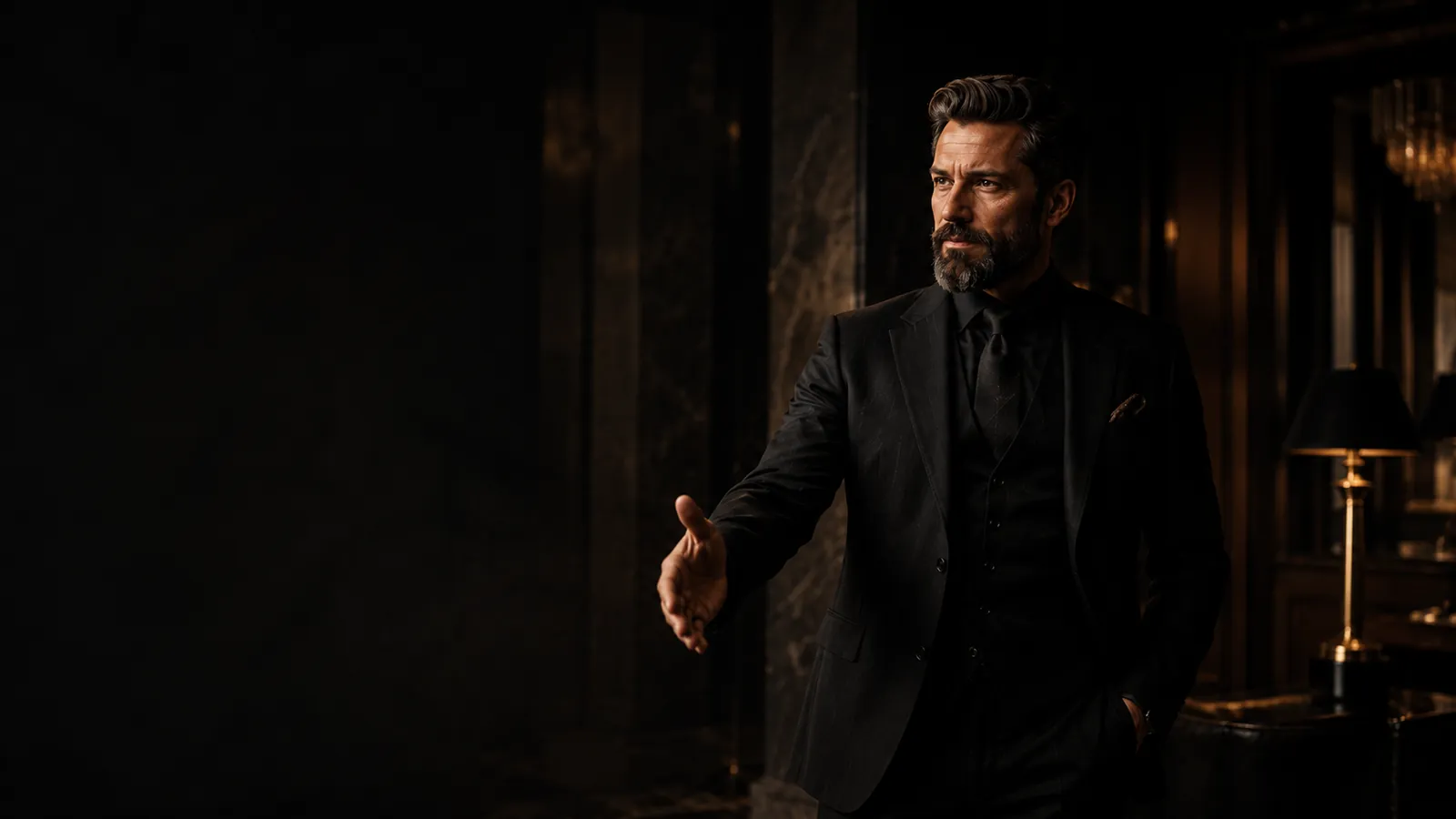 Elegant man i mörk kostym som illustrerar Zavalls guide till klädkoder för män