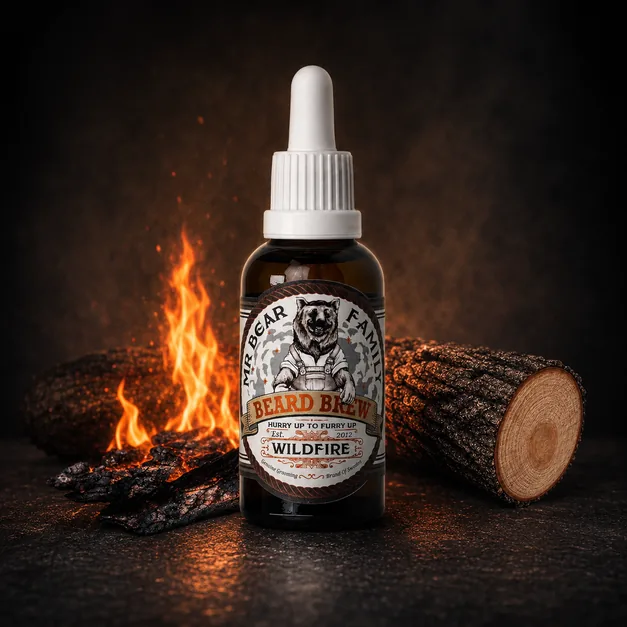 Mr Bear Family Skäggolja Lavendel – rockig T-shirt från Zavall & Beard med Näringsrik naturlig lavendel som återfuktande olja med Mjukgörande Jojoba och Arganolja.